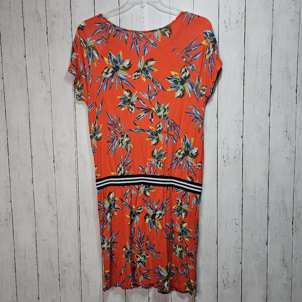 Lascana Tropical Orange/Red Floral Short Sleeve Pullover Knit Dress Size 8. - Picture 10 of 10